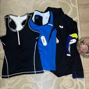 NWT🌷FILA SPORT🌷Bundle blue black wick long sports bras, 1/4 zip running jacket